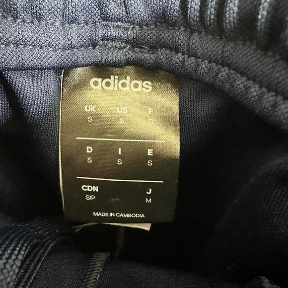 Navy blue Adidas tracksuit bottoms with white stripes Woman's Small - Picture 6 of 7